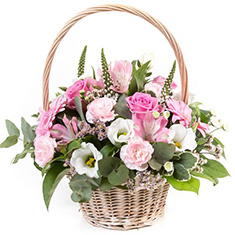  Basket, pink and cream